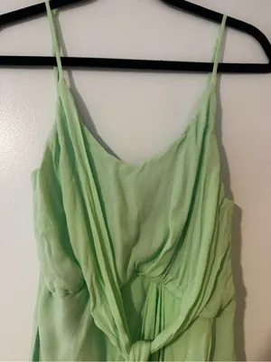 Olivaceous Light Lime Colored Knot-Front Slip Mini Dress thumbnail 4