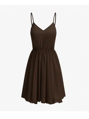 Commense Brown Triple-Layer Babydoll Boho Mini Dress Size Large NWOT thumbnail 2