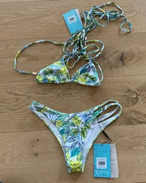 Hello Molly - Nocturnal Soul Swim Bikini Top and Bottoms in Yellow Multi thumbnail 1
