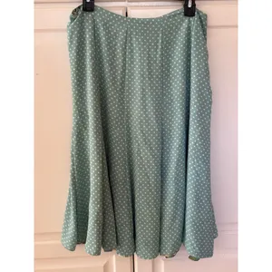 Reversible Floral and Polka Dot Midi Skirt Sage Green Yellow A-Line Side Zip thumbnail 7