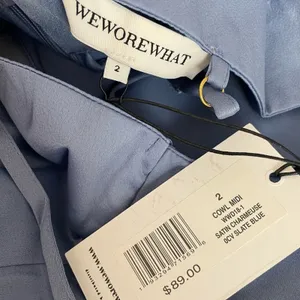 WEWOREWHAT Cowlneck Satin Midi Slip Dress Slate Blue Women’s Sz 2 thumbnail 6