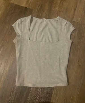 Garage gray square neck top  thumbnail 1