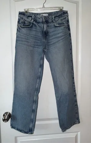 Zara Light Blue Wide-Leg Jeans thumbnail 1