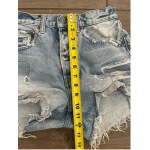 Moussy Vintage denim shorts feature a light blue wash distressed size 25 thumbnail 6