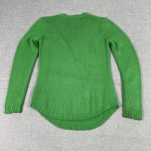 Lauren Ralph Lauren Sweater Womens PM Green Crew Neck Chunky‎ Knit Shirttail Hem thumbnail 6