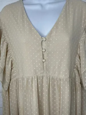 One Loved Babe Boutique June Tiered Ruffle Midi Dress in Cream Size XXL thumbnail 2