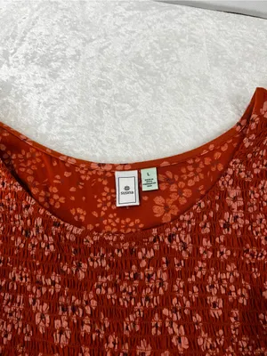 Susina Floral Smocked Bodice & Tiered Midi Dress Orange Burnt Orange Size Large thumbnail 16