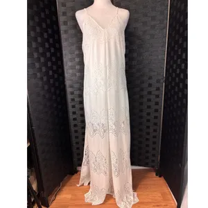 Lace Maxi Shift Dress Womens M White Boho‎ Bridal Wedding Beach Party Ethereal thumbnail 2