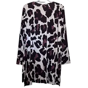 Unknown Brand & Size Women's Black & Brown Cow Print V-Neck‎ Long Sleeve Shirt thumbnail 2