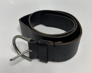 American Eagle Belt Womens XS Black Good Leather D-Ring Buckle Embossed Logo thumbnail 1