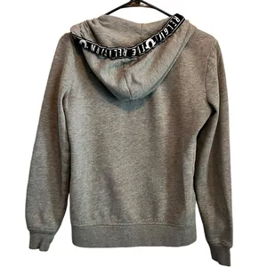 True Religion Logo Tape Zip Up Hoodie Gray Y2K Streetwear Sweatshirt Size Small thumbnail 3