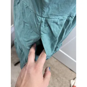 Universal Threads Dress Green Short Sleeve Mini Flare Linen Blend Boho V-Neck S thumbnail 3