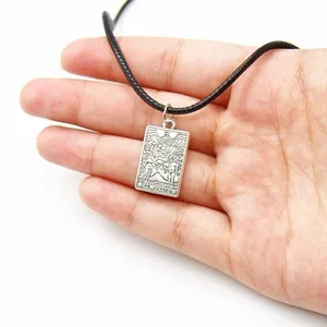 The Lovers Tarot Card Necklace Black thumbnail 3