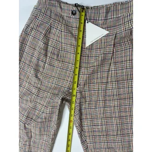 Lost + Wander Women Plaid High Waisted Trousers Tan Blue Multi Size M WPLS4008 thumbnail 2