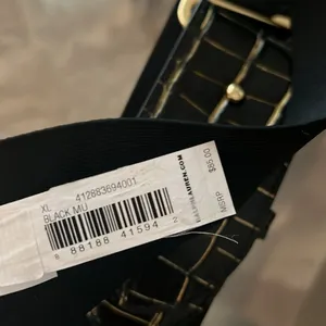Ralph Lauren Embossed Leather Tab-Stretch Wide Belt Black/Gold NWT Sold Out! thumbnail 4