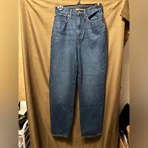 Madewell Woman’s Baggy Straight Jeans Dark Worn Indigo Wash Size 24 thumbnail 2