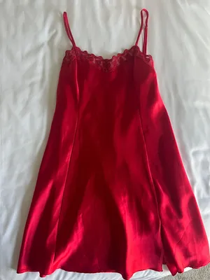 Red Satin Lace Dress Size M thumbnail 3
