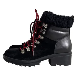Marc Fisher LTD Brylee Black Leather Suede‎ Shearling Hiking Boots 6.5M thumbnail 2