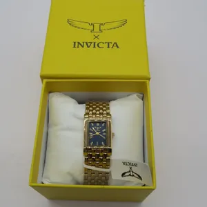 Invicta Gold Tone Rectangular Blue Dial Watch with Brick Link Bracelet thumbnail 2