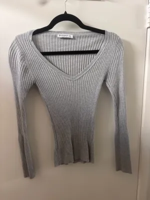 2 ribbed Long Sleeve Top Gray thumbnail 2