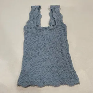 Intimately Free People Blue Textured Ruffle Tank Top Small Boho Y2K thumbnail 3