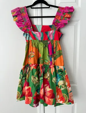 Foliage Mix Cotton Mini Dress, Size XS thumbnail 12