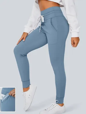 Halara Softlyzero HighWaisted Drawstring Full Length Joggers Gray Blue Medium thumbnail 1