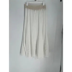 Venus Cotton Gauze Maxi Skirt Women M White Crochet Waist Boho Hippie Flowy Airy thumbnail 2
