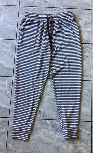 Koolaburra by UGG Womens Striped Jogger Pants Purple White Lace Trim Lounge M thumbnail 1