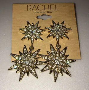 Rachel Roy Starburst 2 tier Gold & Crystal Earring thumbnail 1