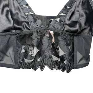Victoria's Secret Unlined Floral Embroidered Longline Bralette Black Size M NWT thumbnail 6