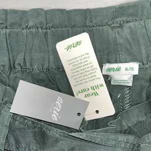 Aerie NWT Size XL Green 100% Lyocell Elastic Waist Pull-On Shorts w/ Tie Belt thumbnail 3