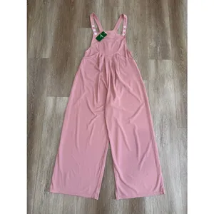 NWT Halara Adjustable Straps Pockets Waffle Casual Overalls Rose Tan Size Small thumbnail 7