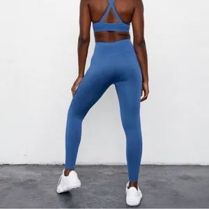 SET Active Sculptflex High Rise‎ Seamless Leggings Crop Gym Yoga Blue Size M thumbnail 2