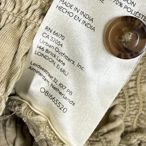 Pilcro and the Letterpress Smocked Button Down Shirt Khaki Tan Small OB1665520 thumbnail 8
