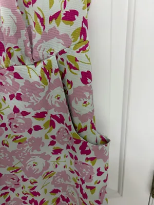 Pink and white floral summer dress with pockets thumbnail 3