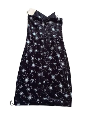 SUPERDOWN Black Silver Sparkle Velvet Strapless Dress Size XS NEW NWT thumbnail 3