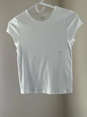 White Ribbed T-Shirt American Eagle thumbnail 1