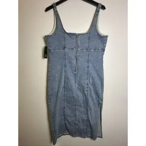 Wild Fable Denim Midi Dress Medium Wash Square Neck XXL 25WFDR005 New thumbnail 2