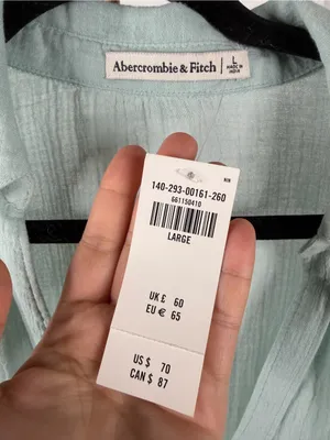 Abercrombie & Fitch NWT Mint Green Cotton Tie Front Gauze Shirt Sz L thumbnail 3