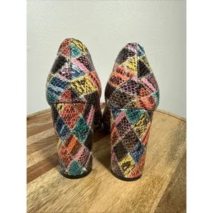 Dee Keller Pumps Multi Color Snake Skin Embossed Pointed Toe Italy Sz.40 Leather thumbnail 3