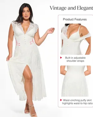Popilush Lace Formal Sleeveless V Neck Maxi Shapewear Dress thumbnail 2