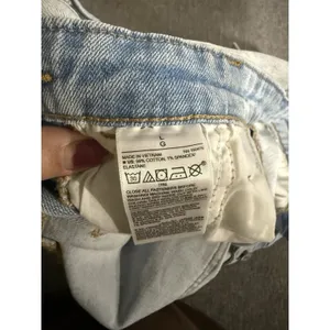 Old Navy women's light wash denim shortalls L 3" inseam button 5-pocket thumbnail 12