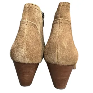 Frye‎ Reina Ankle Boots 10 Cognac Suede Western Ankle Zip Stacked Heel Booties thumbnail 9