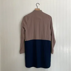 AMANDA UPRICHARD Colorblock Shirt Dress Long Sleeve in Tan/Navy Size S *Flawed thumbnail 4