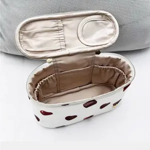 Japanese White Brown Chocolate Mini Travel Makeup Organizer Bucket Bag thumbnail 2