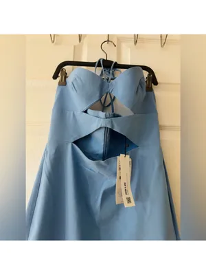 Zara Bright Blue Strapless Cutout Midi Dress thumbnail 7