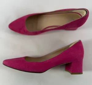 Aquatalia Embossed Suede Pointed Toe Block Heel Pumps‎ in Fuchsia Pink Size 6 thumbnail 1