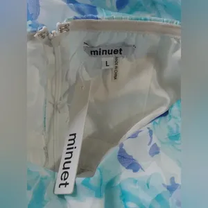 Floral Strapless Modcloth Maxi Dress by Minuet Size Blue Teal & White Large thumbnail 8