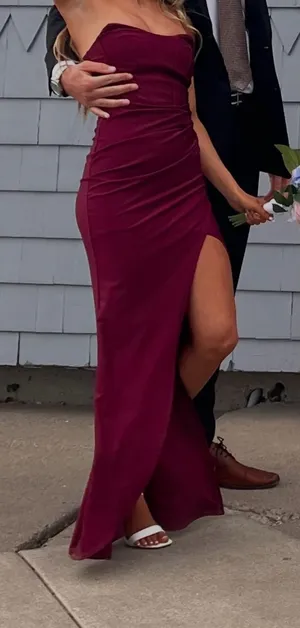 KATIA RAE Wine Corset Strapless Long Formal Prom Homecoming Dress XXS GUC thumbnail 1